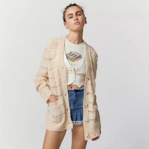 Urban Outfitters Alston Laddered Knit Cardigan Size Smalll